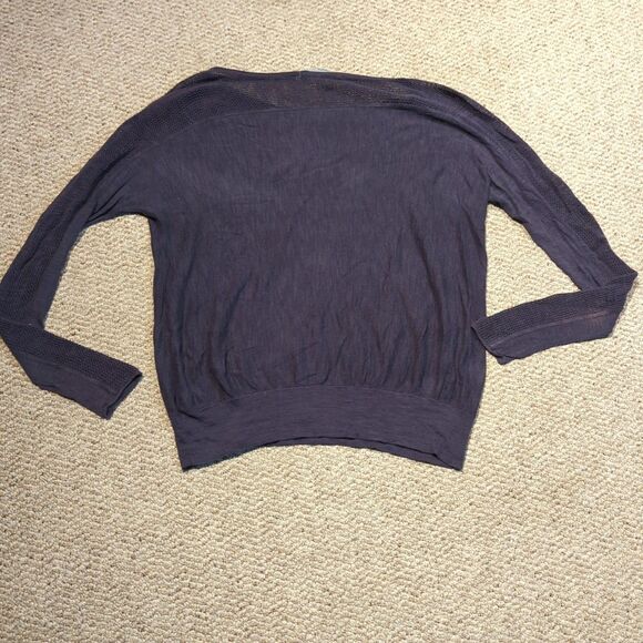 Athleta Carrillo Sweater Womens XL Gray Pointelle Linen Blend Lightweight Beachy - Picture 4 of 7